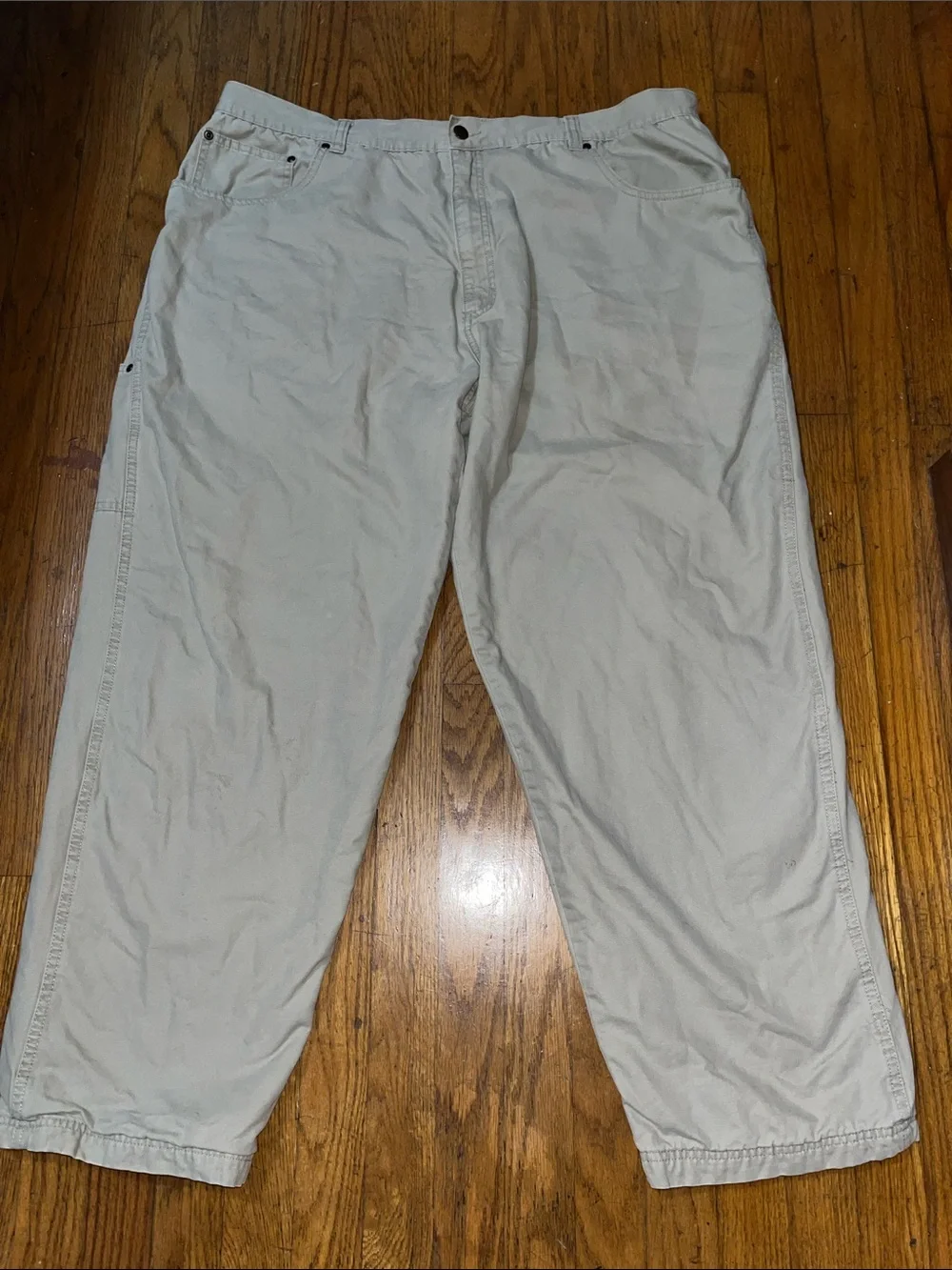 RedHead Flannel Lined Men's Casual Khaki Cargo Work Pants - Light Beige Size 42